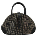 Christian Dior Trotter Canvas Double Saddle Hand Bag Black Silver Auth 182186-2