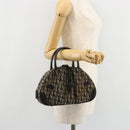 Christian Dior Trotter Canvas Double Saddle Hand Bag Black Silver Auth 182186-23