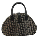 Christian Dior Trotter Canvas Double Saddle Hand Bag Black Silver Auth 182186-3