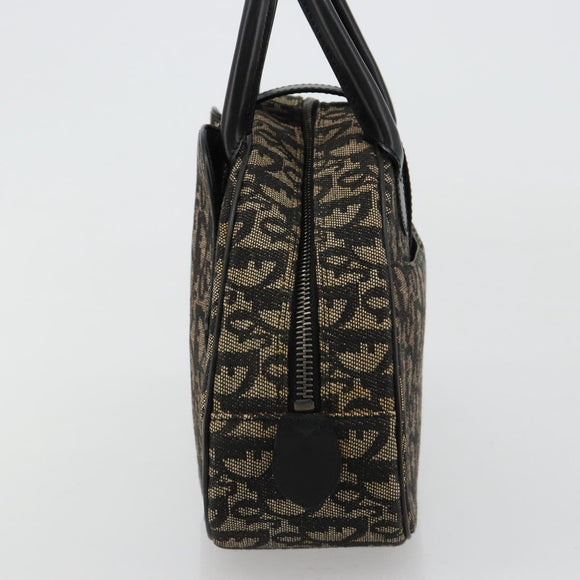 Christian Dior Trotter Canvas Double Saddle Hand Bag Black Silver Auth 182186