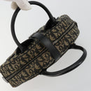 Christian Dior Trotter Canvas Double Saddle Hand Bag Black Silver Auth 182186-6