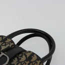 Christian Dior Trotter Canvas Double Saddle Hand Bag Black Silver Auth 182186-8
