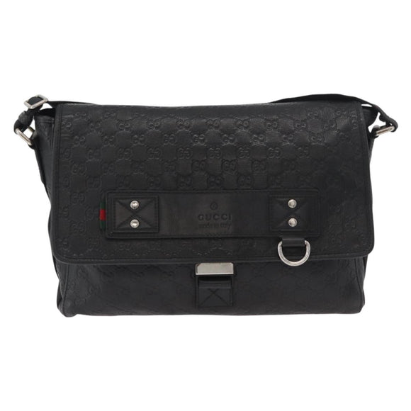 GUCCI GG Canvas Guccissima WebSherry Line Bag Leather Black 246067 Auth 182188A