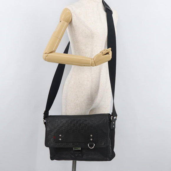 GUCCI GG Canvas Guccissima WebSherry Line Bag Leather Black 246067 Auth 182188A