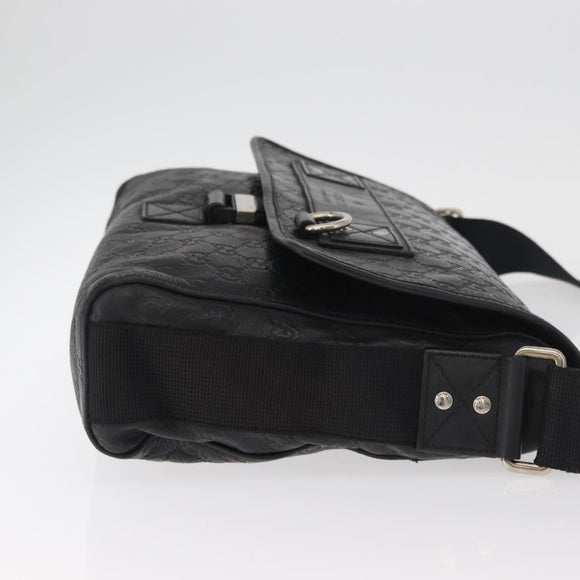 GUCCI GG Canvas Guccissima WebSherry Line Bag Leather Black 246067 Auth 182188A