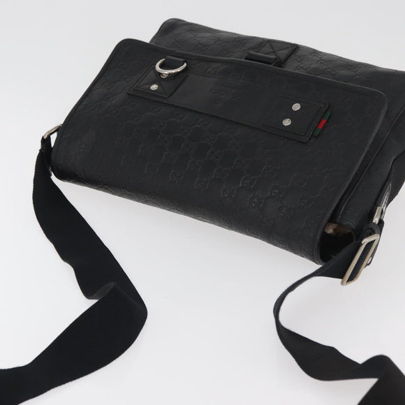 GUCCI GG Canvas Guccissima WebSherry Line Bag Leather Black 246067 Auth 182188A