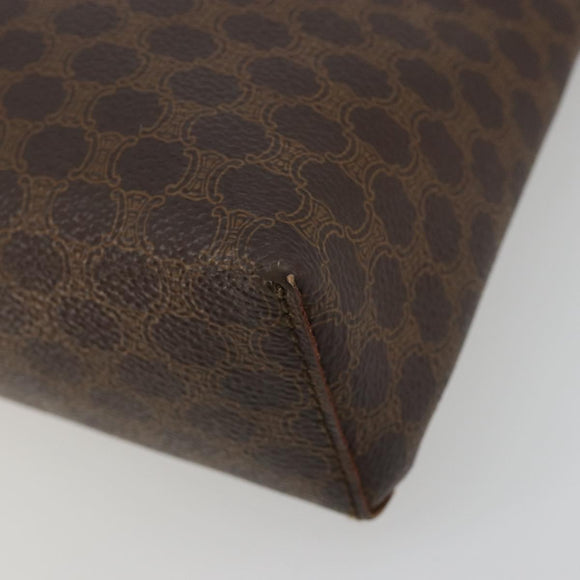 CELINE Macadam Canvas Handtasche PVC Leder Braun Gold Auth 182189