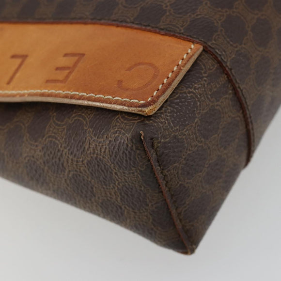 CELINE Macadam Canvas Handtasche PVC Leder Braun Gold Auth 182189