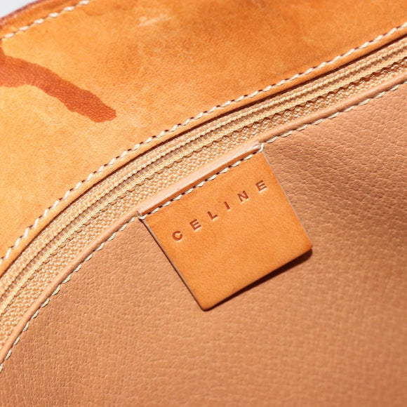 CELINE Macadam Canvas Handtasche PVC Leder Braun Gold Auth 182189