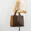 CELINE Macadam Canvas Handtasche PVC Leder Braun Gold Auth 182189-26