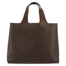 CELINE Macadam Canvas Handtasche PVC Leder Braun Gold Auth 182189-3