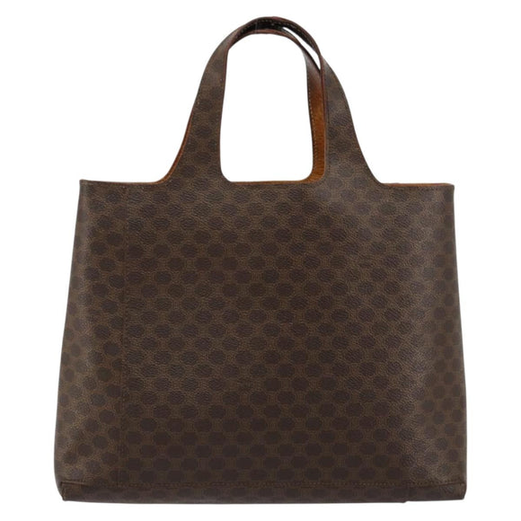 CELINE Macadam Canvas Handtasche PVC Leder Braun Gold Auth 182189