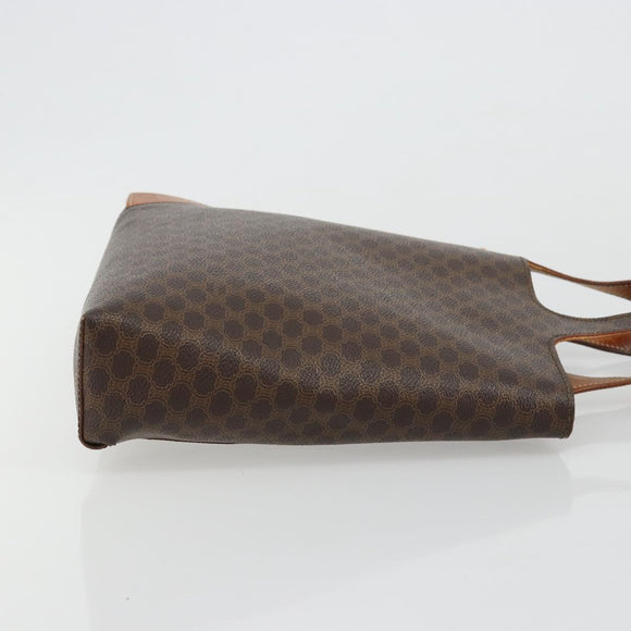 CELINE Macadam Canvas Handtasche PVC Leder Braun Gold Auth 182189