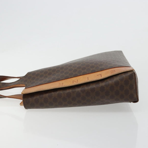 CELINE Macadam Canvas Handtasche PVC Leder Braun Gold Auth 182189