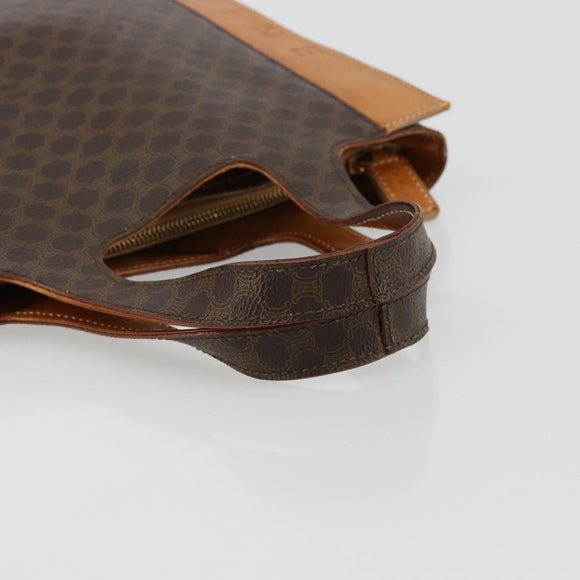 CELINE Macadam Canvas Handtasche PVC Leder Braun Gold Auth 182189