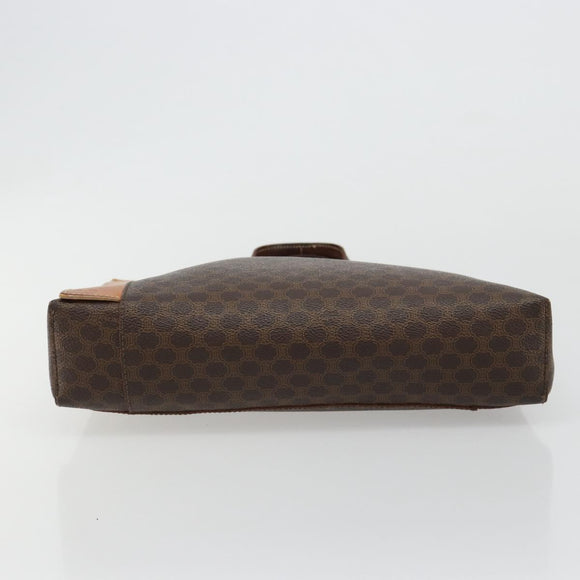 CELINE Macadam Canvas Handtasche PVC Leder Braun Gold Auth 182189