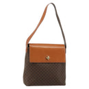 CELINE Macadam Canvas Shoulder Bag PVC Leather Brown Gold Auth 182190A-1