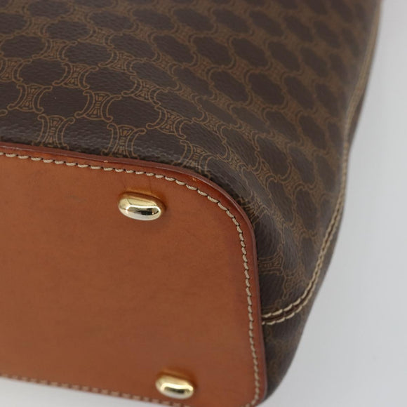 CELINE Macadam Canvas Shoulder Bag PVC Leather Brown Gold Auth 182190A