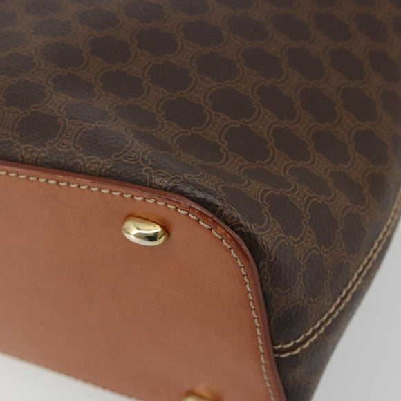 CELINE Macadam Canvas Shoulder Bag PVC Leather Brown Gold Auth 182190A