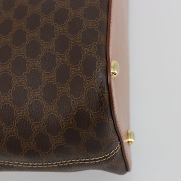 CELINE Macadam Canvas Shoulder Bag PVC Leather Brown Gold Auth 182190A
