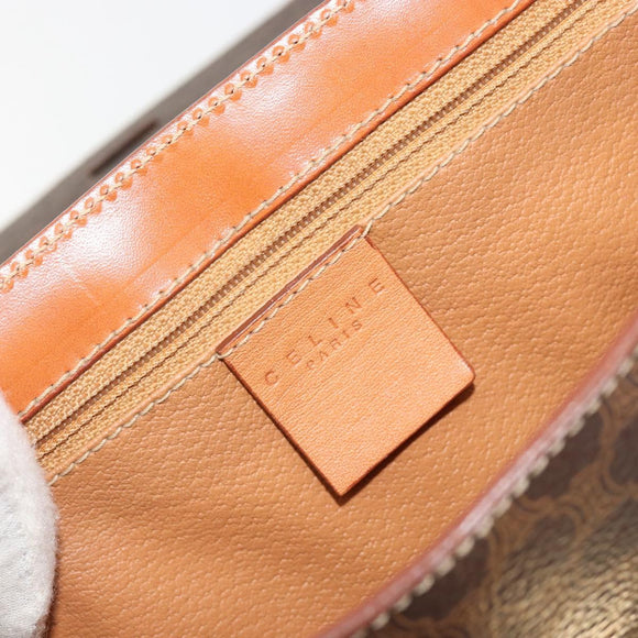 CELINE Macadam Canvas Shoulder Bag PVC Leather Brown Gold Auth 182190A
