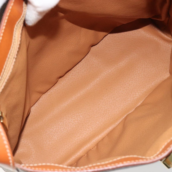 CELINE Macadam Canvas Shoulder Bag PVC Leather Brown Gold Auth 182190A