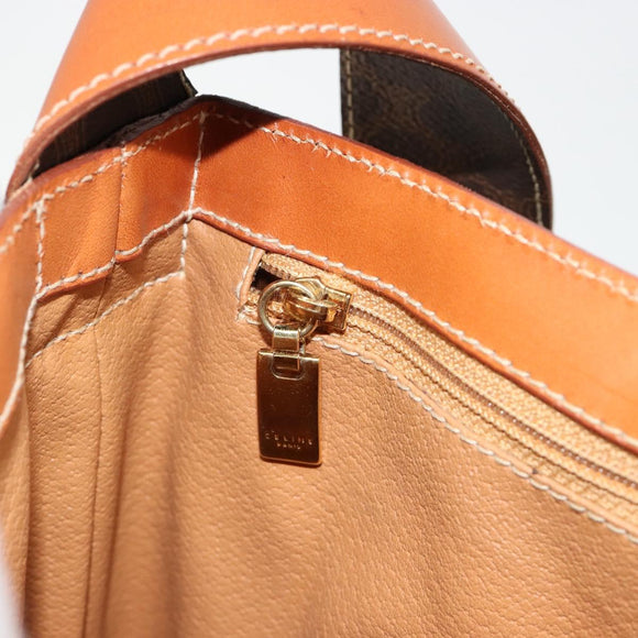 CELINE Macadam Canvas Shoulder Bag PVC Leather Brown Gold Auth 182190A