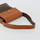 CELINE Macadam Canvas Shoulder Bag PVC Leather Brown Gold Auth 182190A-7