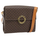 CELINE Macadam Canvas Circle Shoulder Bag PVC Leather Brown Gold Auth 182191A-1