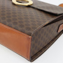 CELINE Macadam Canvas Circle Shoulder Bag PVC Leather Brown Gold Auth 182191A-10