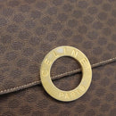 CELINE Macadam Canvas Circle Shoulder Bag PVC Leather Brown Gold Auth 182191A-14