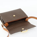 CELINE Macadam Canvas Circle Shoulder Bag PVC Leather Brown Gold Auth 182191A-15