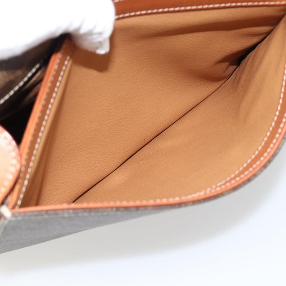 CELINE Macadam Canvas Circle Shoulder Bag PVC Leather Brown Gold Auth 182191A