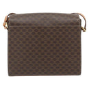 CELINE Macadam Canvas Circle Shoulder Bag PVC Leather Brown Gold Auth 182191A-3