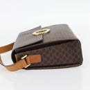 CELINE Macadam Canvas Circle Shoulder Bag PVC Leather Brown Gold Auth 182191A-4