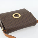 CELINE Macadam Canvas Circle Shoulder Bag PVC Leather Brown Gold Auth 182191A-6