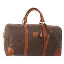 CELINE Macadam Canvas Boston Bag PVC Leather Brown Gold Auth 182193A-1