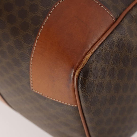CELINE Macadam Canvas Boston Bag PVC Leather Brown Gold Auth 182193A