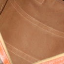 CELINE Macadam Canvas Boston Bag PVC Leather Brown Gold Auth 182193A-12