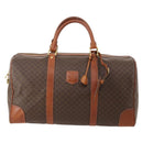CELINE Macadam Canvas Boston Bag PVC Leather Brown Gold Auth 182193A-13