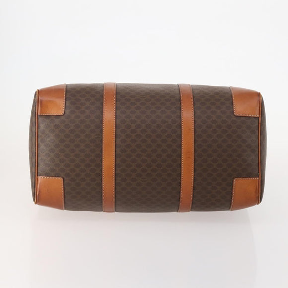 CELINE Macadam Canvas Boston Bag PVC Leather Brown Gold Auth 182193A