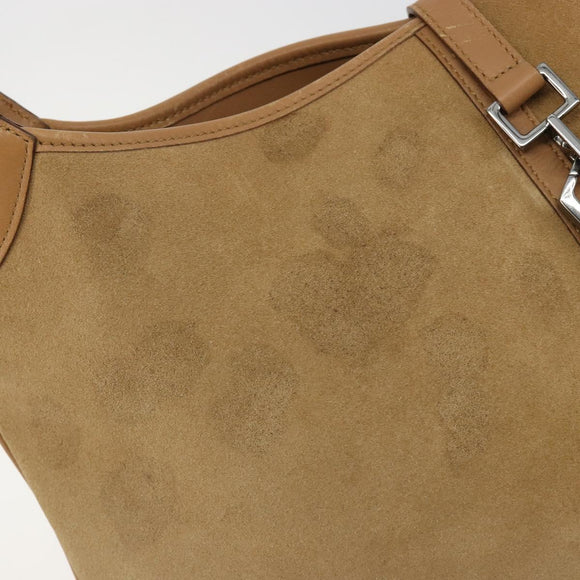 GUCCI Jackie Shoulder Bag Suede Beige Silver 001 4075 Auth 182195