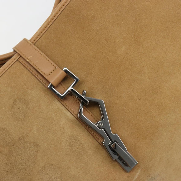 GUCCI Jackie Shoulder Bag Suede Beige Silver 001 4075 Auth 182195