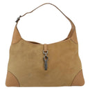 GUCCI Jackie Shoulder Bag Suede Beige Silver 001 4075 Auth 182195-2