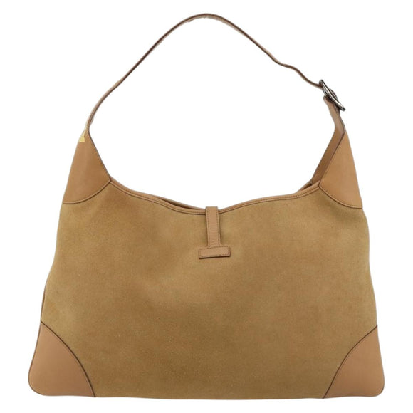 GUCCI Jackie Shoulder Bag Suede Beige Silver 001 4075 Auth 182195