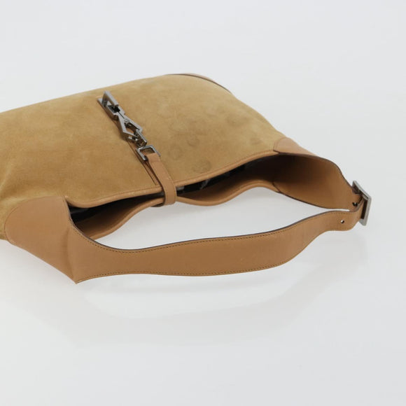 GUCCI Jackie Shoulder Bag Suede Beige Silver 001 4075 Auth 182195