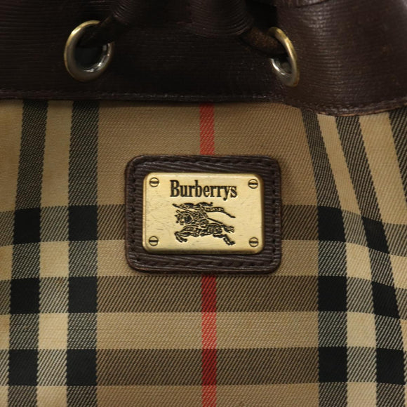 Burberrys Nova Check Purse Shoulder Bag Canvas Beige Gold Auth 182196