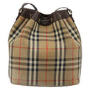 Burberrys Nova Check Purse Shoulder Bag Canvas Beige Gold Auth 182196-3