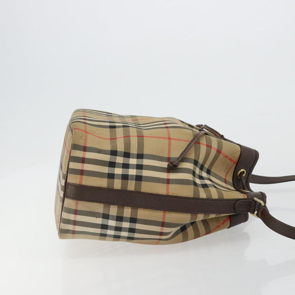 Burberrys Nova Check Purse Shoulder Bag Canvas Beige Gold Auth 182196