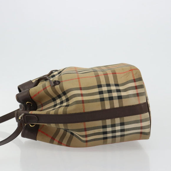Burberrys Nova Check Purse Shoulder Bag Canvas Beige Gold Auth 182196